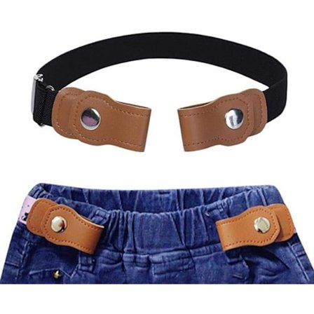 Justerbart belte uten spenne for barn, svart, elastisk belte uten spenne