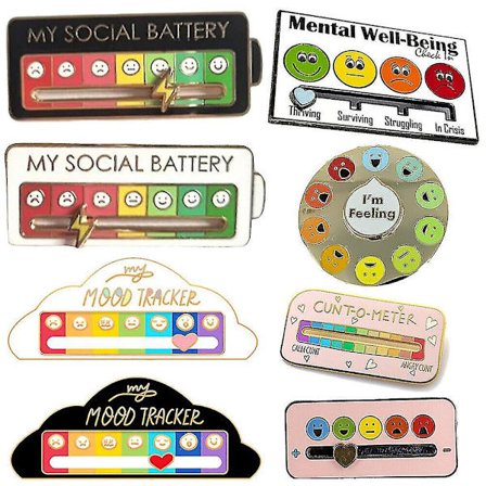 Metal My Social Mood Rintaneula Hauska Interaktiivinen Emali Merkki Pins Lahja Tw