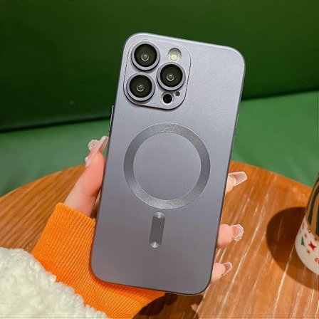 iPhone 16 Pro mobilskal metallfärg för Apple 16 mobilskal Imagsafe magnetisk sug skyddande skal iPhone 16 Pro grå