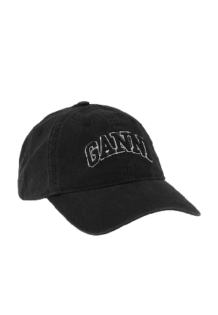 GANNI Washed Cotton Canvas Cap Mössor & hattar Dam Svart ONESIZE