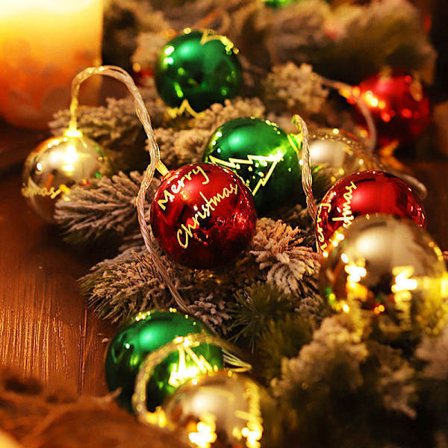 LED-ljusslinga för jul, julgransdekorationer, stämningsbelysning, elektropläterade slingor, 1 meter/2 meter, 10 LED-lampor [batteridriven]