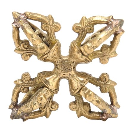 Tibetansk Vajra Phurpa Held Håndværk Høj Styrke Messing Kors Dorje Vajra til Tempel Yoga Rum