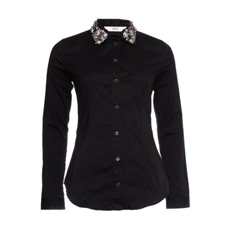 Prada Vintage Pre-owned shirt with stones on the collar , Zwart , Dames , Maat: M