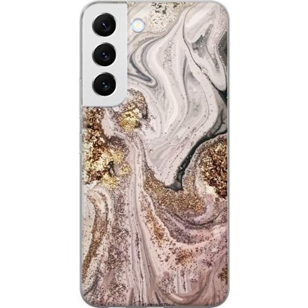 Kompatibelt Mobildeksel til Samsung Galaxy S22 5G Beige guldmarmor luksuriøs design med myke linjer og metallisk glans inspirert av elegant interiørst