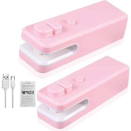 3 i 1 Mini Pose Sealer, 2 Pakke Genopladelig Håndholdt Plastikpose Reseal