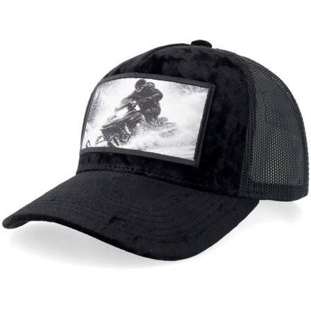 Calza Pennello - Svart trucker Keps - Snowmobile In Action Velvet Black/Black A-Frame Trucker @ Hatstore