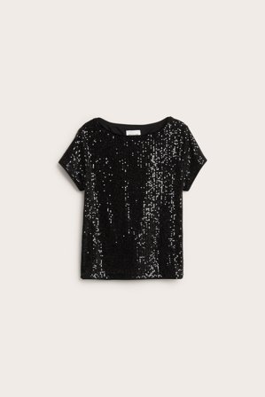 Kappahl | Top cekinowy z krótkimi rękawami | Czarne
