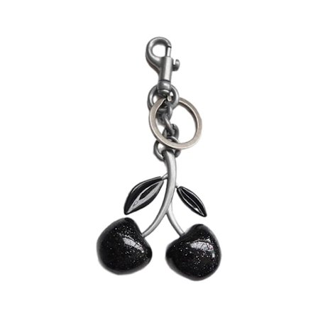 Bærbar håndvevd nøkkelringanheng med krystallkirsebær hjertelås gaver til trendy damer kvinner daglig bruk