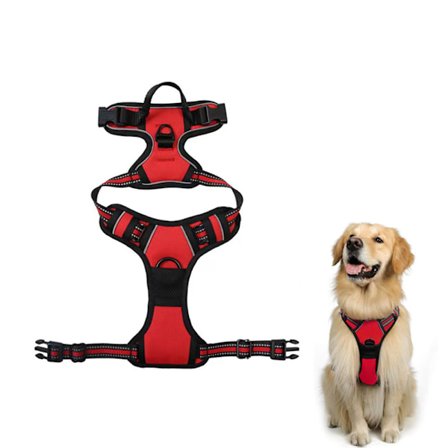 Hundesele (XL Størrelse), Anti-Trekk Sele med 2 Kobbelklips, Reflekterende Anti-Kvelnings Oxford Vest med Lett Kontrollhåndtak for Store Hunder