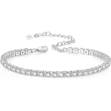 Sølv Tennis Ankelkæde Armbånd til Kvinder, Sterling Sølv Ankelkæde, Zirkonia Kvinder Ankelkæde Armbånd, Julegave til Kvinder, Pige (FMY)