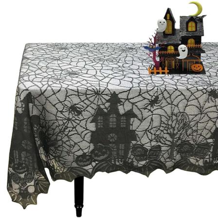 Halloween Duk Svart Spets Bordsdekorationsduk