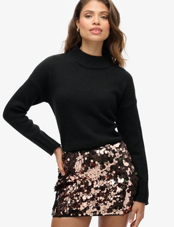 Superdry Essential Mock Neck Jumper - Black - XS