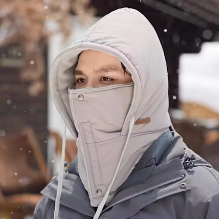 Lysegrå - Unisex vintersykkelhatt, ensfarget maske, vindtett skilu, hold varm halsvarmer, maske, hatt og skjerfsett