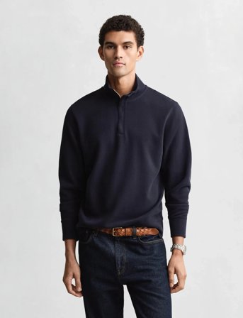 GANT Light Sacker Half Zip - Navy - L
