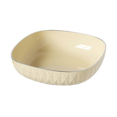 Stor Fruktskål i Plast för Hushållsbruk, Enkel Rund Snacks Godis Fruktskål för Vardagsrum Soffbord Diamantrandigt Mönster GOQ