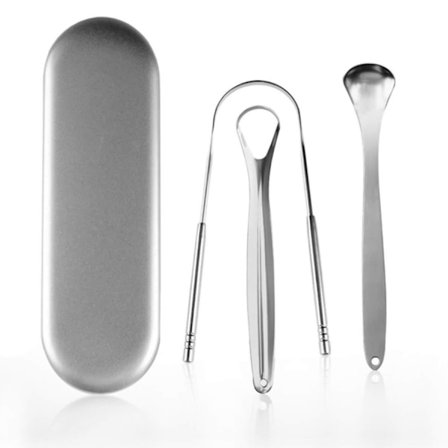 Tungeskraber rustfrit stål 3 dele