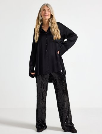 Lindex Trouser Sequin - Black - L