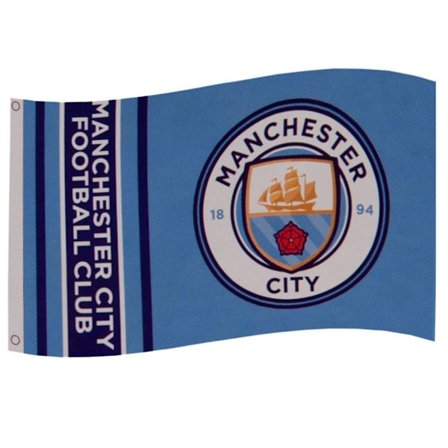 Manchester City FC Stripes Flag One Size Sky Blue