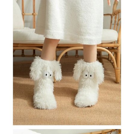 Vintervarme fleece hjemmesokker til kvinder med skridsikker bund, gulvsokker til kvinder med plysforing.