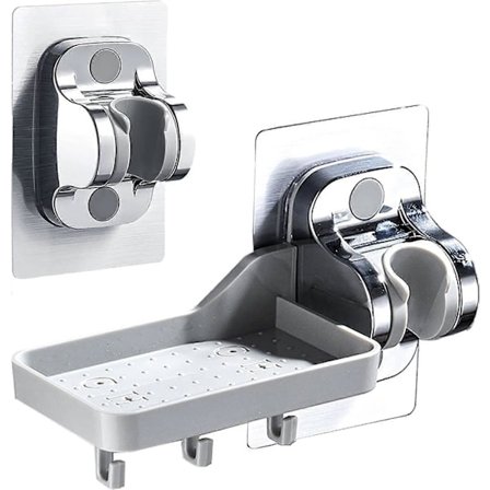 Dww-Dusjhodeholder uten boring - Kraftig lim - Justerbar vinkel kombinert sett sølv Energiklasse A+++ HDK