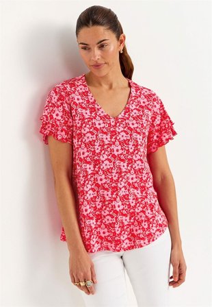 Cellbes of Sweden - Mønstret jerseytopp i rosa / mønstret for damer i størrelse 46/48