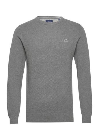 Cotton Pique C-Neck Neulepaita Pyöreä Kaula-aukko Harmaa GANT
