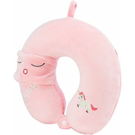 Rejsepude til, sød dyreflypude, bærbar nakkestøttepude, til voksne, børns hjem, kontor, camping, rejser, sove rigeligt