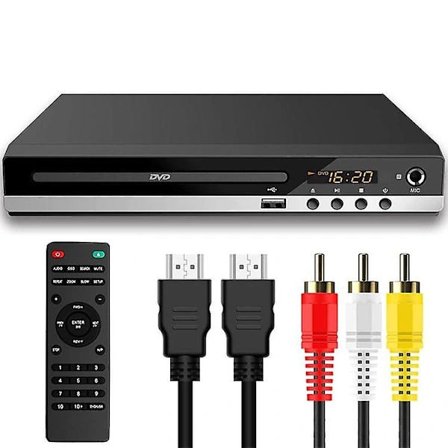 【PP】DVD-spiller for TV med HDMI, Regionsfri DVD-spiller, CD-spiller for hjemmelydsystem, HDMI- og RCA-kabel inkludert-FA-