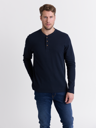 MATCH - Watson bestefarstrøye - Redford - Str. L - Herre - Gensere & Cardigans - Blå - 100% bomull