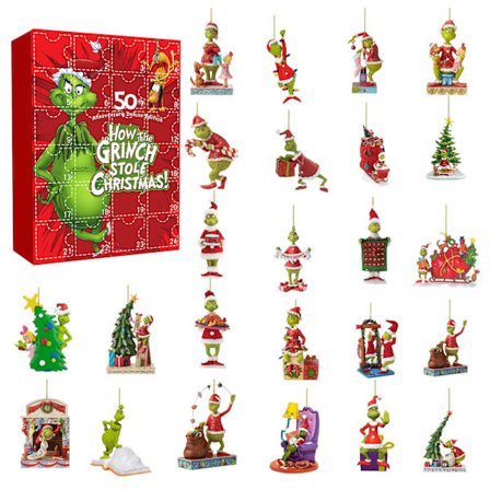 2025 Adventskalender 2025 Grinch, 24 Dagers Leketøysfigurer Byggeklosser Nedtellingskalender, Adventskalender Overraskelsesgave