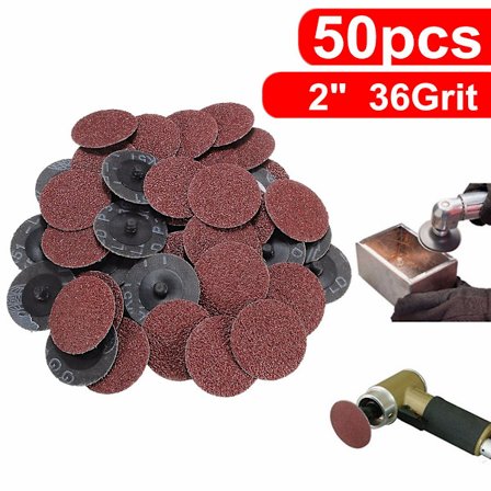 50 stk. 36 Grit 2'' Roll Lock Sandpapir Slibeskiver Type R Roloc