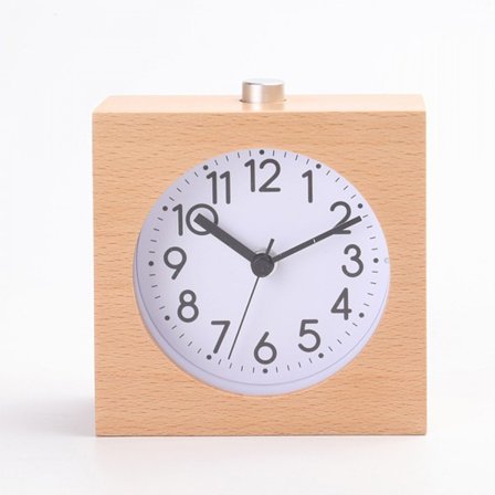 /#/Väggklocka i trä i fyrkantig design - naturträ/#/