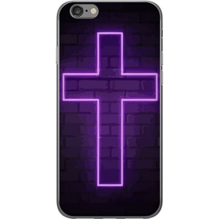 Yhteensopiva Puhelinkuori Apple Apple iPhone 6 Neonristi purppuranvalossa tummaa tiiliseinää vasten, symbolinen motiivi vahvalla hohto moderni estee