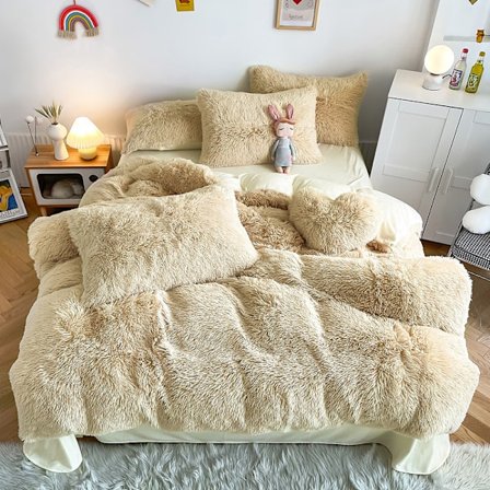 Lyx Ultra Soft Shaggy Crystal Velvet Sängkläder Set 3 delar