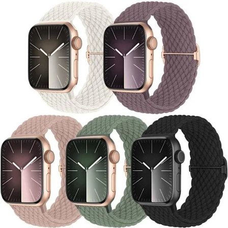 Supererbjudande till lågt pris! 5-pack flätade armband kompatibla med Apple Watch (38 mm, 40 mm, 41 mm) 5-pack 38/40/41mm - Glad