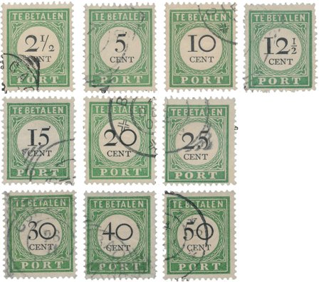 Curacao 1892-1898 - NVPH P11-P20 - Stemplet