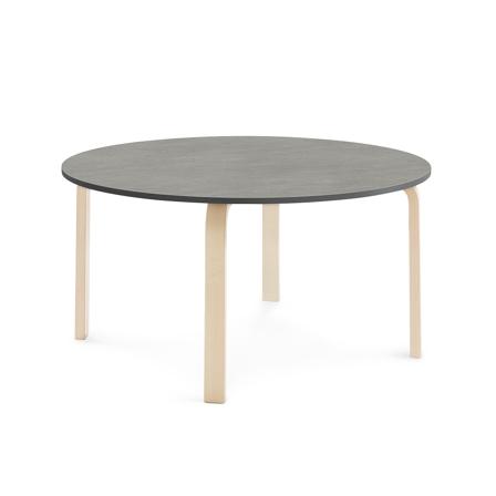 Tisch ELTON, Ø 1200x590 mm, Linoleum dunkelgrau, Birke