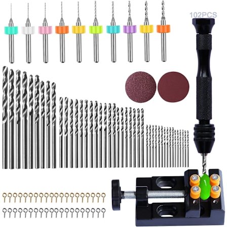 62-delad stiftchuck handborr med 40 öglepinnar, mikro mini twist borr, för hantverksnålning, hartsmodell, smyckestillverkning
