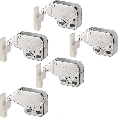 Skabslåge Fjederlås, Automatisk Tryk For At Åbne Til Skabslåger Forniklet Stållås 34x27x11mm Og Plastikmodtager 33x11x16mm