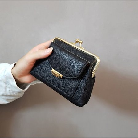 Minilås Clip Myntväska Nyckelväska SVART