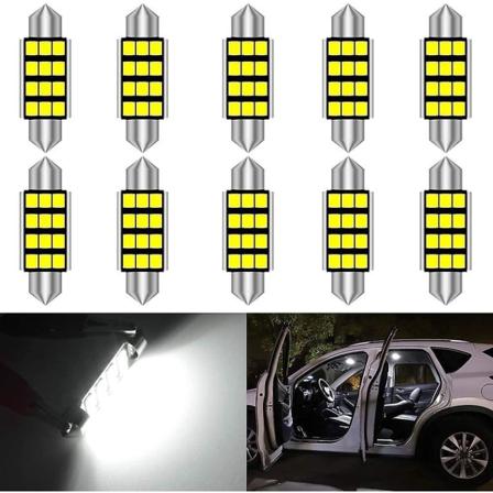 10-Pack Festoon C5W LED-pærer 39 mm Canbus feilfri hvitt lys for 6461 interiør, kuppel, kart, dør, bagasjerom