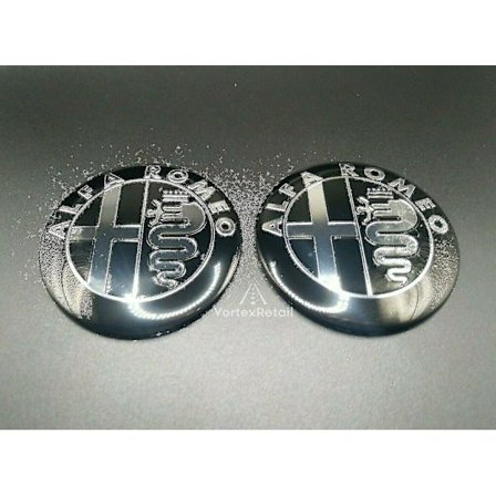 2x 74mm Alfa Romeo Emblem Badges Svart Sølv Gt 147 159 Mito Giulietta Panser