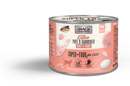 Mac's Super Food for Kittens Kalkun og Kanin 6x200g - Våtfôr