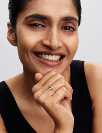 Pandora Butterfly Sterling Silver Ring With Clear Cubic Zirconia - Silver - 50