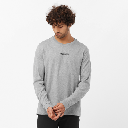 Salomon - Skjorter Tøj Sal Logo Perf Ls Tee M - Heather Grey