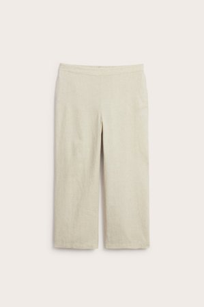 Kappahl | Pull-on-pellavasekoitehousut Meleerattu beige XL | Meleerattu beige