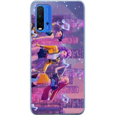 Yhteensopiva Puhelinkuori Xiaomi Xiaomi Redmi Note 9 4G Tulevaisuutta ennakoiva K-Pop Demon Hunters tyttöryhmän kuvitus neonkaupungin popkulttuuries