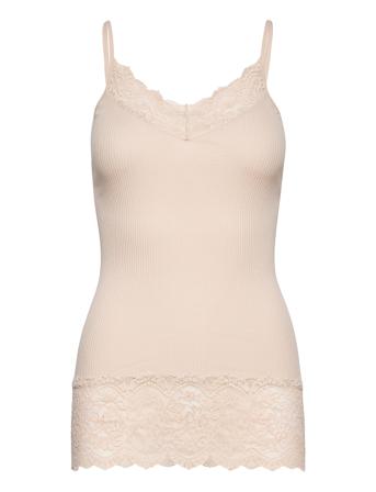 Organic Strap Top W/ Lace Pink Rosemunde