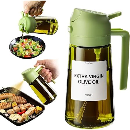 2-i-1 – 470 ml sprayflaske for olje og eddik, perfekt for matlaging, airfryer og salater.