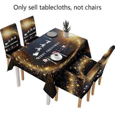 140x210cm Jul Vandtæt Dug Tegneserie Julemand Klokkeklang Tryk Rektangel Spisebordsovertræk Festdekoration